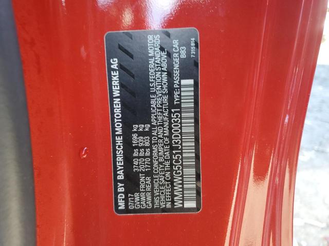 WMWWG5C51J3D00351 - 2018 MINI COOPER RED photo 12