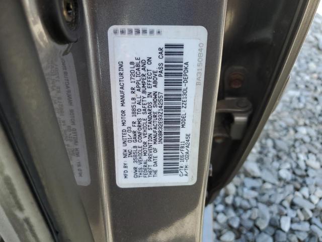 1NXBR32E93Z142557 - 2003 TOYOTA COROLLA CE GRAY photo 12