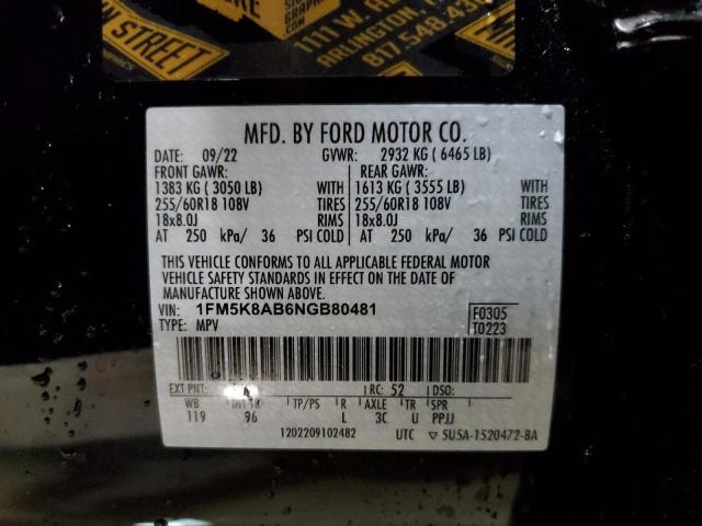 1FM5K8AB6NGB80481 - 2022 FORD EXPLORER POLICE INTERCEPTOR 黑色 照片 14