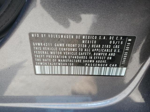 3VW2K7AJ6FM348150 - 2015 VOLKSWAGEN JETTA BASE GRAY photo 13