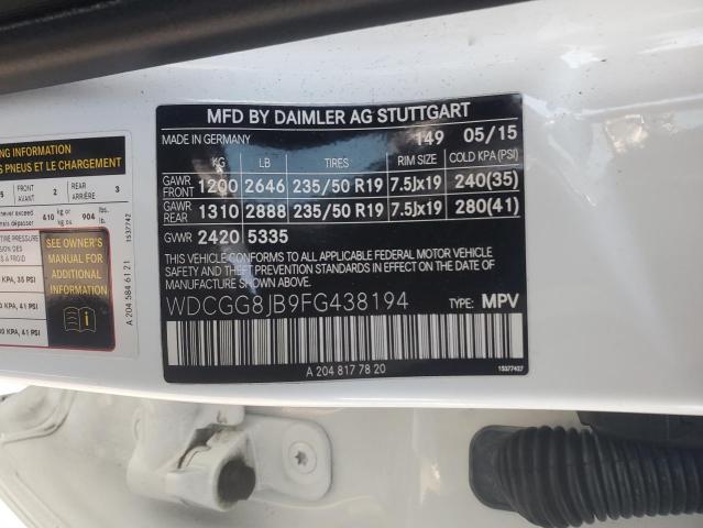 WDCGG8JB9FG438194 - 2015 MERCEDES-BENZ GLK 350 4MATIC WHITE photo 13