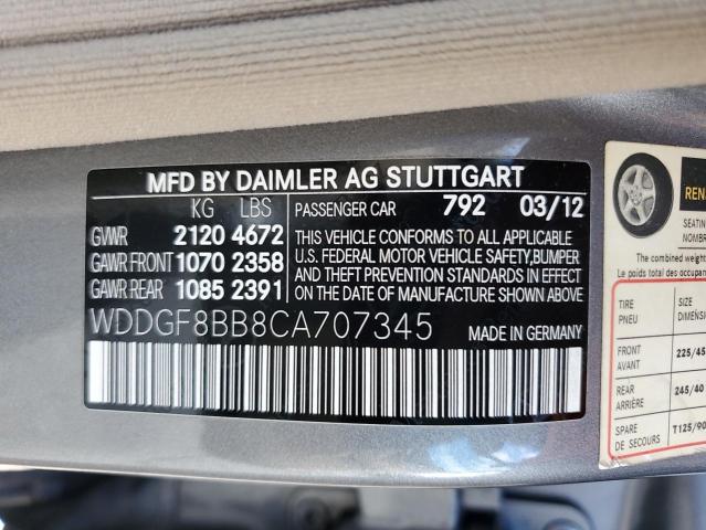 WDDGF8BB8CA707345 - 2012 MERCEDES-BENZ C 300 4MATIC GRAY photo 12