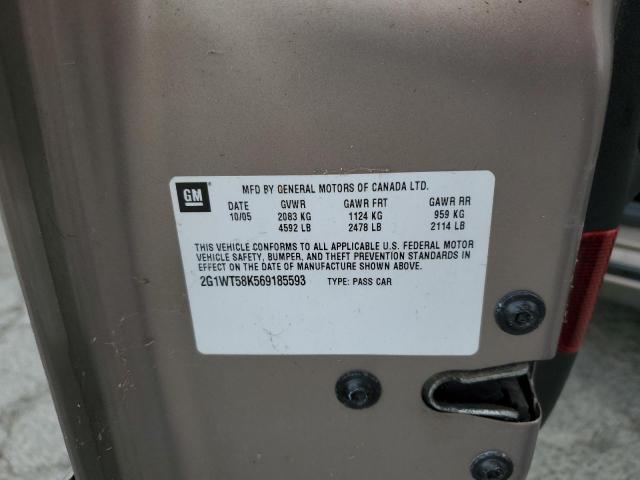 2G1WT58K569185593 - 2006 CHEVROLET IMPALA LT TAN photo 12