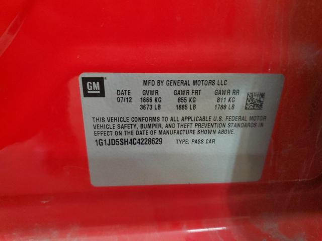 1G1JD5SH4C4228629 - 2012 CHEVROLET SONIC LT 红色 照片 12