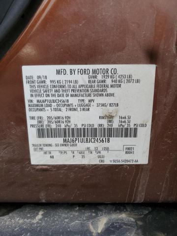 MAJ6P1UL8JC245618 - 2018 FORD ECOSPORT SE Коричневий фото 13