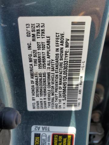 5J6RM4H51DL053033 - 2013 HONDA CR-V EX Mavi fotoğraf 13