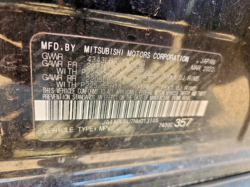 JA4APUAU7NU013105 - 2022 MITSUBISHI OUTLANDER ES Қара фото 12