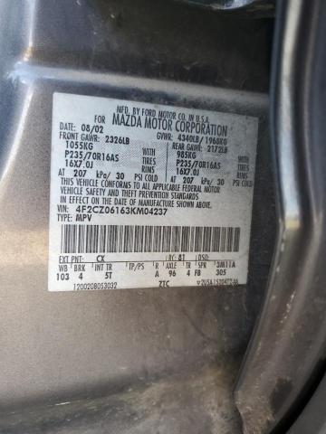 4F2CZ06163KM04237 - 2003 MAZDA TRIBUTE ES GRAY photo 12