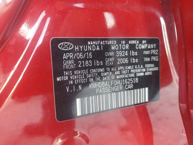 KMHD84LF0HU162518 - 2017 HYUNDAI ELANTRA SE RED photo 12