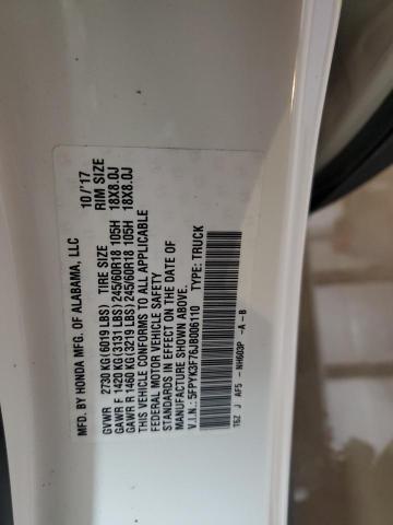 5FPYK3F76JB006110 - 2018 HONDA RIDGELINE RTL Ağ foto 12