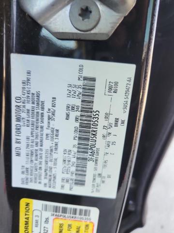 3FA6P0LU5KR105355 - 2019 FORD FUSION SE Schwarz Foto 12