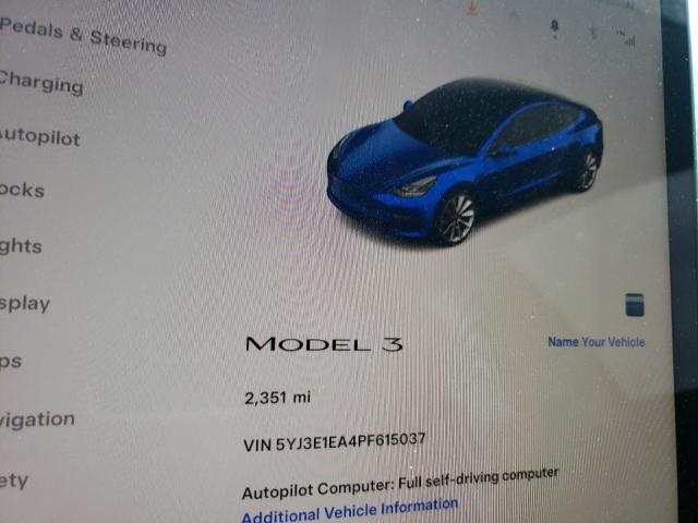 5YJ3E1EA4PF615037 - 2023 TESLA MODEL 3 BLUE photo 9