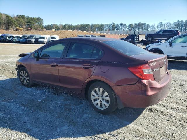 19XFB2F59CE083751 - 2012 HONDA CIVIC LX BURGUNDY photo 2