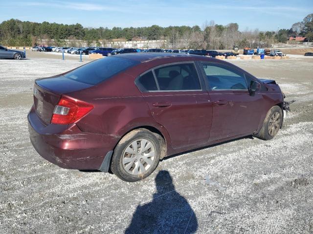 19XFB2F59CE083751 - 2012 HONDA CIVIC LX BURGUNDY photo 3