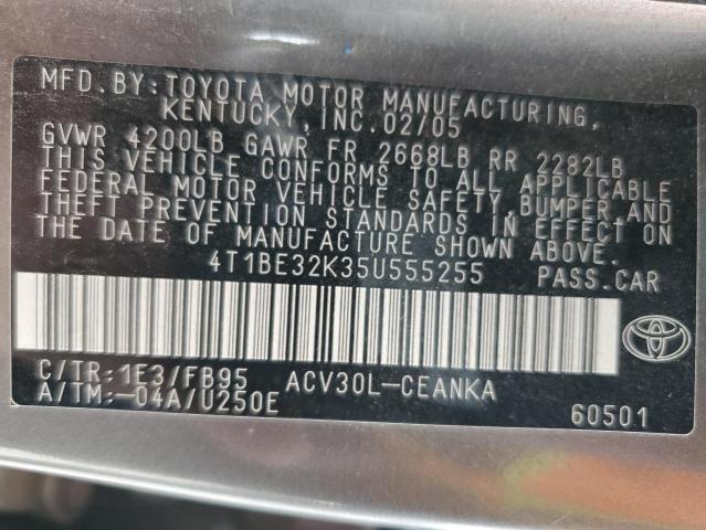 4T1BE32K35U555255 - 2005 TOYOTA CAMRY LE GRAY photo 13