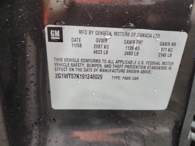 2G1WT57K191248029 - 2009 CHEVROLET IMPALA 1LT BROWN photo 12