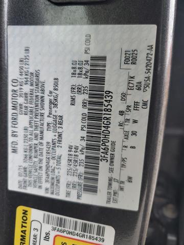 3FA6P0HD4GR185439 - 2016 FORD FUSION SE CHARCOAL photo 12