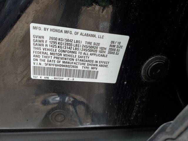 5FNYF6H09KB023936 - 2019 HONDA PILOT ELITE BLACK photo 14