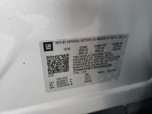 3GNAXHEV3KS546359 - 2019 CHEVROLET EQUINOX LS WHITE photo 13