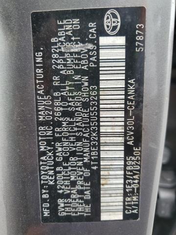 4T1BE32K35U553263 - 2005 TOYOTA CAMRY LE GRAY photo 12