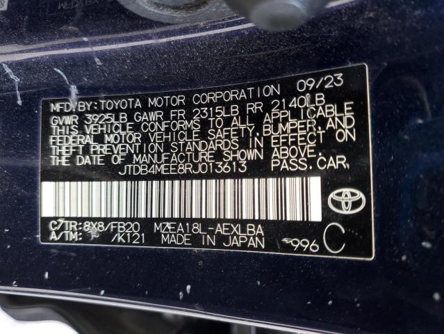 JTDB4MEE8RJ013613 - 2024 TOYOTA COROLLA LE 蓝色 照片 12