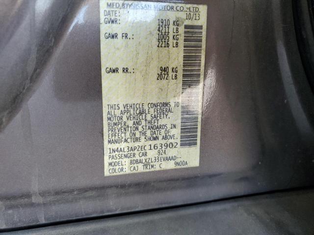 1N4AL3AP2EC163902 - 2014 NISSAN ALTIMA 2.5 棕色 照片 12