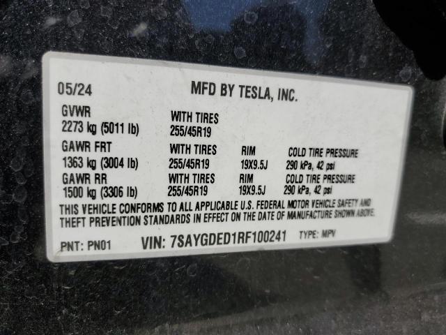 7SAYGDED1RF100241 - 2024 TESLA MODEL Y GRAY photo 12