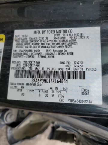 3FA6P0HD1FR164854 - 2015 FORD FUSION SE GREEN photo 12