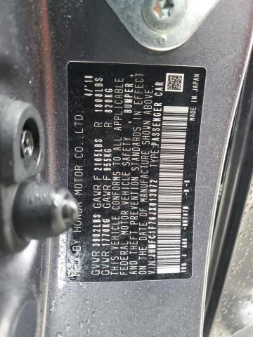 JHMFC1F76JX013872 - 2018 HONDA CIVIC EXL Gris foto 12