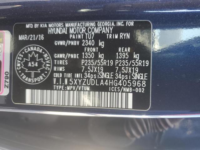 5XYZUDLA4HG405968 - 2017 HYUNDAI SANTA FE S Կապույտ լուսանկար 14