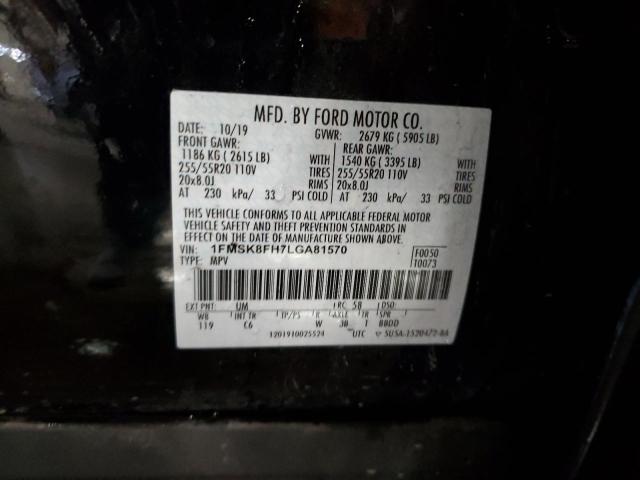 1FMSK8FH7LGA81570 - 2020 FORD EXPLORER LIMITED BLACK photo 13