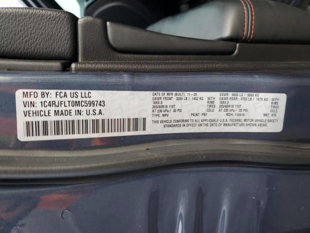 1C4RJFLT0MC599743 - 2021 JEEP GRAND CHER TRAILHAWK ლურჯი ფოტო 13