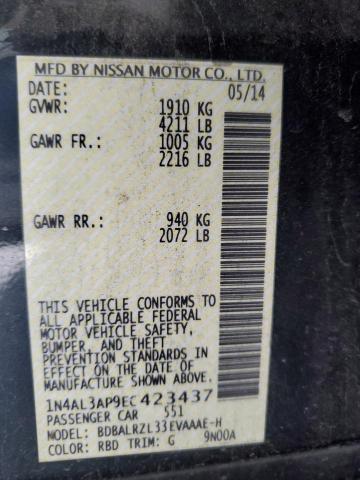 1N4AL3AP9EC423437 - 2014 NISSAN ALTIMA 2.5 BLACK photo 12