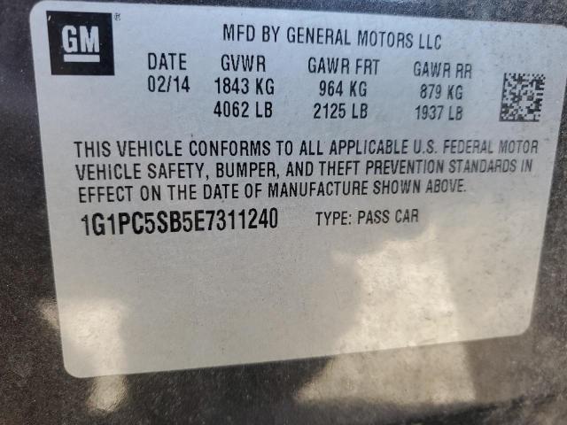 1G1PC5SB5E7311240 - 2014 CHEVROLET CRUZE LT CHARCOAL photo 12