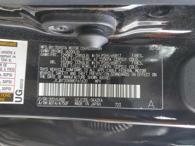 JTJBT20X880161620 - 2008 LEXUS GX 470 BLACK photo 13