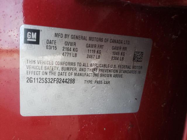 2G1125S32F9244288 - 2015 CHEVROLET IMPALA LT RED photo 12