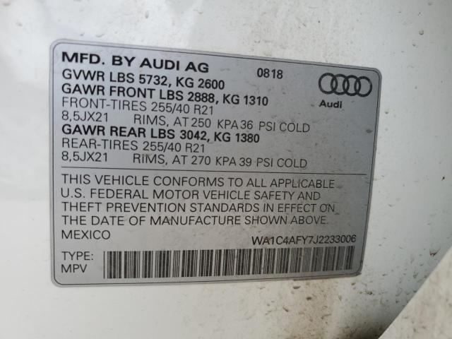 WA1C4AFY7J2233006 - 2018 AUDI SQ5 PRESTIGE WHITE photo 13