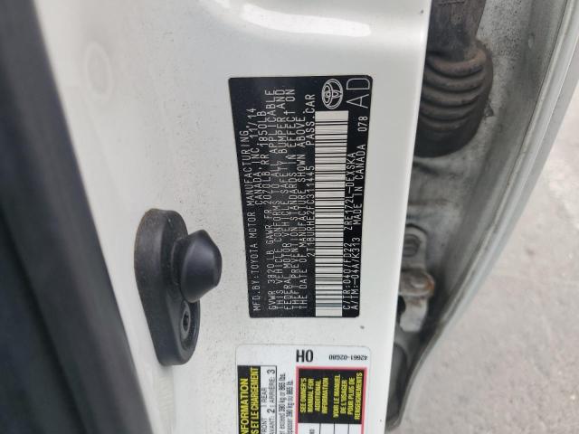 2T1BURHE2FC311445 - 2015 TOYOTA COROLLA L WHITE photo 12