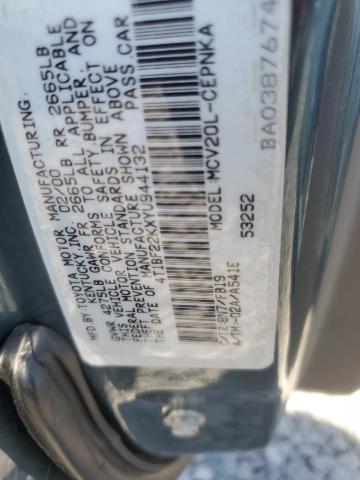 4T1BF22KXYU944132 - 2000 TOYOTA CAMRY LE TEAL photo 12