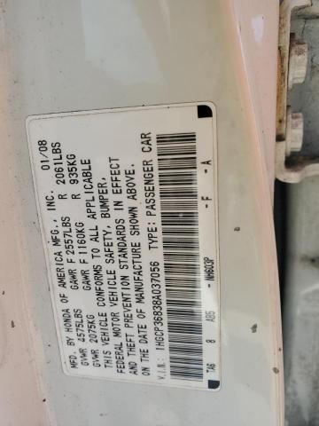 1HGCP36838A037056 - 2008 HONDA ACCORD EXL WHITE photo 12