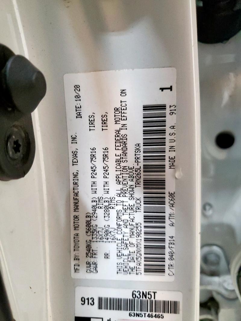 5TFAX5GNXMX190255 - 2021 TOYOTA TACOMA DOUBLE CAB Blanc photo 13