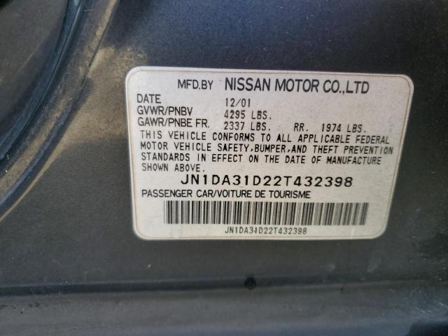 JN1DA31D22T432398 - 2002 NISSAN MAXIMA GLE GRAY photo 12