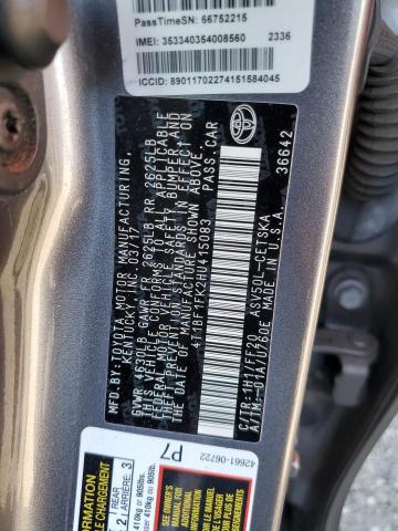 4T1BF1FK2HU415083 - 2017 TOYOTA CAMRY LE GRAY photo 12