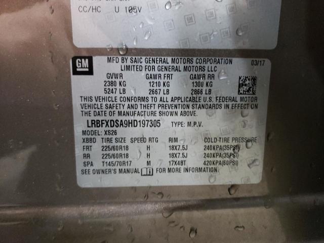 LRBFXDSA9HD197305 - 2017 BUICK ENVISION ESSENCE BROWN photo 12