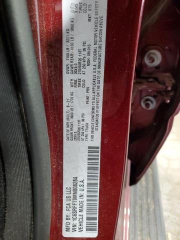 1C6SRFFT9MN808284 - 2021 RAM 1500 BIG HORN/LONE STAR BURGUNDY photo 12