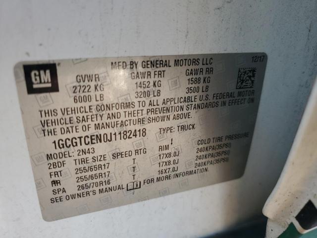 1GCGTCEN0J1182418 - 2018 CHEVROLET COLORADO LT WHITE photo 13