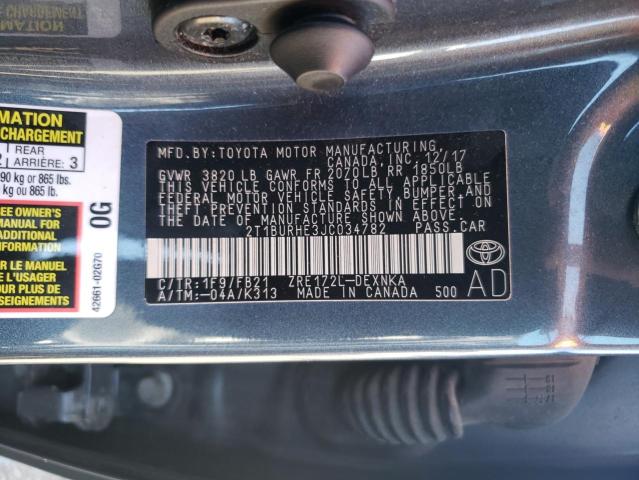 2T1BURHE3JC034782 - 2018 TOYOTA COROLLA L 黑色 照片 13