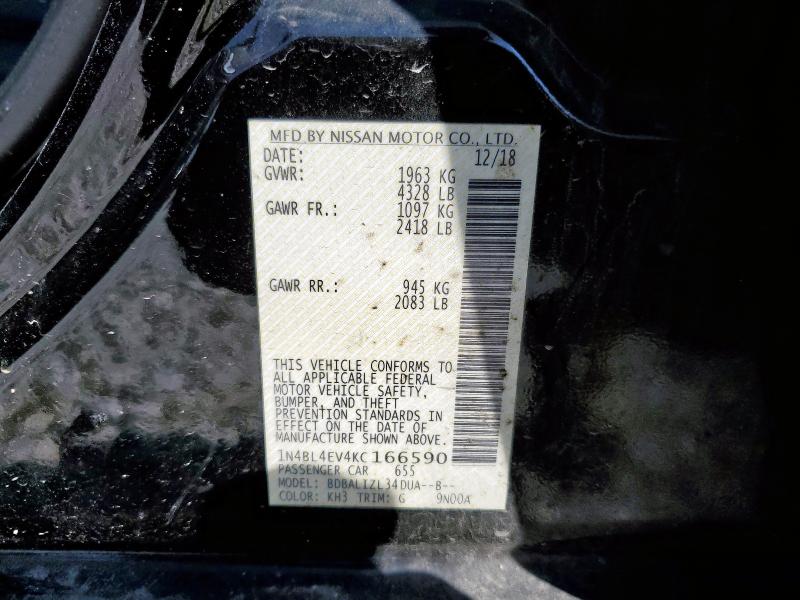 1N4BL4EV4KC166590 - 2019 NISSAN ALTIMA SL Qara foto 13