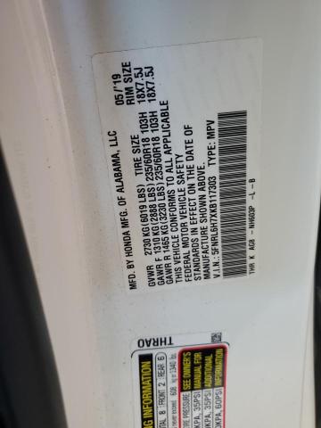 5FNRL6H7XKB117303 - 2019 HONDA ODYSSEY EXL WHITE photo 13