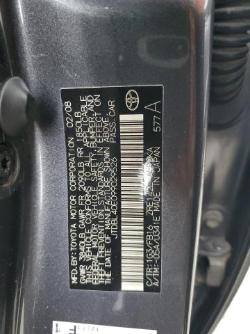 JTDBL40E099029526 - 2009 TOYOTA COROLLA BASE GRAY photo 12